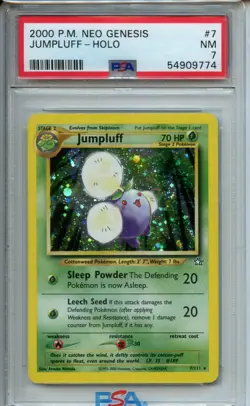 2000 Pokemon Neo Genesis #7 Jumpluff Holo PSA 7 - Image 1