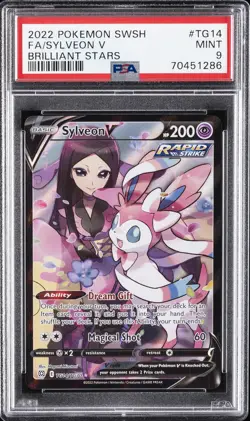 2022 POKEMON SWORD & SHIELD BRILLIANT STARS #TG14 FULL ART/SYLVEON V PSA 9 - Image 1