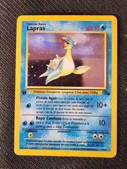 Pokemon Lapras 10/62 Fossil Holo Rare Card 1st Edition Spanish - Image 1