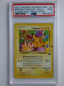 2021 Pokemon Birthday Pikachu #24 HOLO Celebrations 25th Anniversary - PSA 9 - Image 1