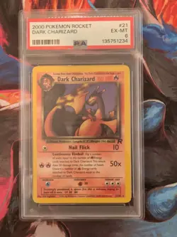 2000 Pokemon Rocket Dark Charizard #21 PSA 6 - Image 1