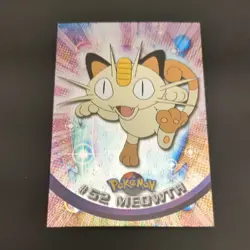 1999 Topps #52 Meowth Holo Foil TV Animation Series 1 Pokemon Blue Logo NM - Image 1