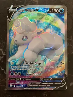 Pokemon Silver Tempest - ALOLAN VULPIX V FULL ART - 173/195 - NM - Image 1