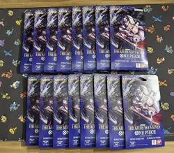 One Piece OP-14 The Azure Sea’s Seven Sleeved Booster Pack - Lot Of 16 - SEALED! - Image 1