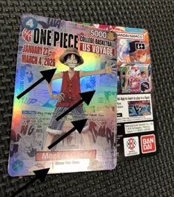 DAMAGED One Piece Monkey D. Luffy US Voyage College Basketball US Voyage Card - Image 2