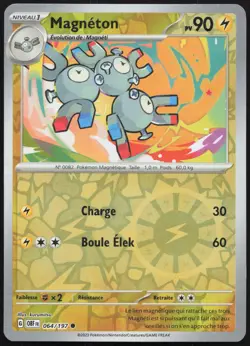 Carte Pokemon Magneton 064/197 Reverse Flammes Obsidiennes Francais - Image 1