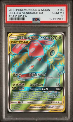 PSA 10 CELEBI & VENUSAUR GX #159 TEAM UP SUN & MOON TAG TEAM POKEMON GEM MINT - Image 1