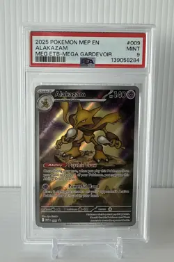 2025 POKEMON MEP EN-ME BLACK STAR PROMO #009 ALAKAZAM PSA 9 MINT - Image 1