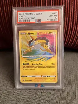 PSA 10 Raikou Amazing Rare Holo SWSH04: Vivid Voltage 050/185 Pokemon English - Image 1