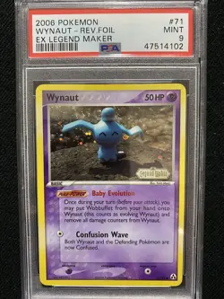 2006 Pokemon EX Legend Maker Wynaut Reverse Foil 71/92 PSA 9 Mint - Image 1