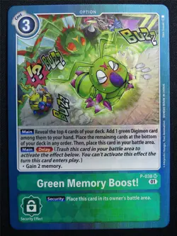Green Memory Boost! P-038 SR Foil - Digimon Card #30D - Image 1