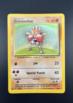 Pokemon Hitmonchan #7/102 Base Set Holo Rare Card - Image 1
