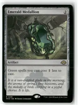 Magic: The Gathering Artifact Emerald Medallion Rare Regular MH3 NM - Image 1