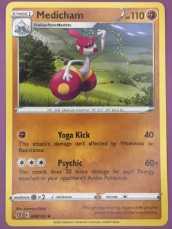 Medicham 098/192 Rebel Clash Regular Finish Pokemon Card - Image 1
