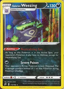 Galarian Weezing Holo Rare - 113/192 - Rebel Clash Pokemon 2020 - Image 1