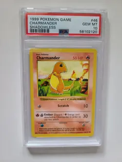 PSA 10 Shadowless Base Set Charmander (46/102) 1999 Pokemon GEM MINT - Image 1