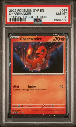 2023 Pokemon Black Star Promo #047 Charmander 151 Poster Collection PSA 8 - Image 1