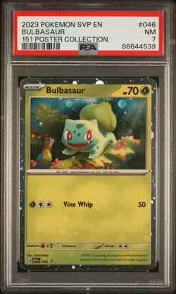 2023 Pokemon Black Star Promo #046 Bulbasaur 151 Poster Collection PSA 7 - Image 1