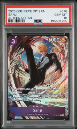 2025 ONE PIECE OP12-LEGACY OF THE MASTER ALTERNATE ART #070 SANJI PSA 10 - Image 1