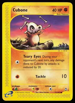 Cubone 72/147 Common Aquapolis Pokemon Card - Image 1