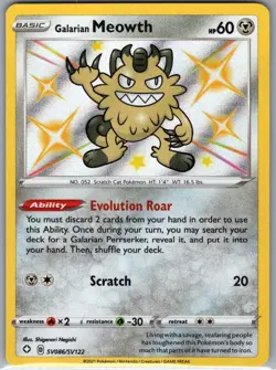Galarian Meowth SV086/SV122 Shining Fates: Shiny Vault - Pokemon Card - NM - Image 1