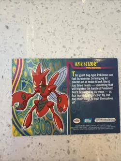 Pokemon Card Vintage 2001 Rare Topps Johto League Champions Scizor #212 - LP - Image 3
