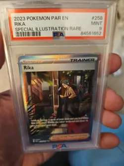 PSA 9 Rika Special Illustration Rare SIR Pokemon 258/182 Paradox Rift Mint - Image 1