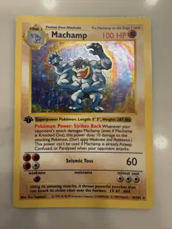 Pokemon TCG Machamp Base Set 8/102 Holo 1st Edition Holo Rare Shadowless - Image 1