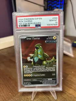 2024 POKEMON SVP EN-SV BLACK STAR PROMO #098 IRON THORNS PSA 10 - Image 1