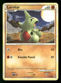 Larvitar 51/95 Common HGSS Unleashed Pokemon Moderately Played - Image 1