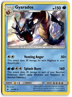 Pokemon TCG Gyarados 33/147 Sm-Burning Shadows Holo - Image 1