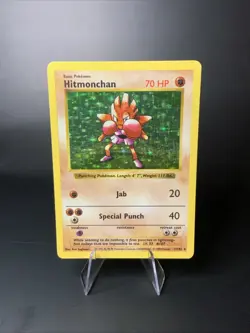 Hitmonchan Base Set Holo Shadowless Rare 7/102 LP Vintage Pokemon TCG Card - Image 1