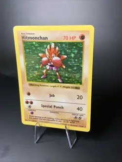 Hitmonchan Base Set Holo Shadowless Rare 7/102 LP Vintage Pokemon TCG Card - Image 2