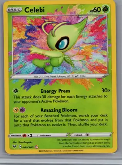 Celebi 009/185 Swsh04: Vivid Voltage Holo Amazing Rare Pokemon TCG Card - Image 1