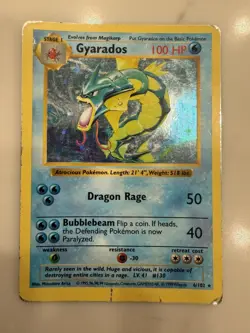 Pokemon Cards: Base Set 1st Edition Rare Holo: Gyarados 6/102 - Image 1