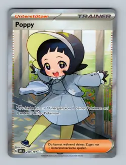 Pokemon Card Poppy Trainer Full Art OBF 220/197 German NM/M - Image 1