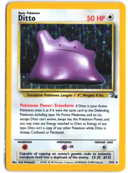 Ditto 3/62 Holo Rare Fossil Pokemon - Image 1