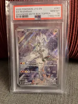 PSA 10 N's Reshiram 167/159 Pokemon Journey Together Enhanced Box Topper Stamped - Image 1