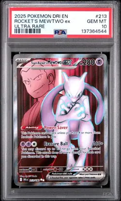 PSA 10 ROCKET'S MEWTWO EX 213/182 ULTRA RARE DESTINED RIVALS POKEMON 😍 - Image 1