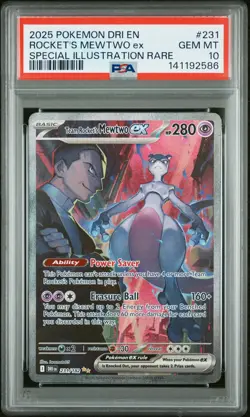 2025 POKEMON DRI EN-DESTINED RIVALS #231 TEAM ROCKET'S MEWTWO EX PSA 10 - Image 1
