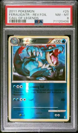 Pokemon TCG Feraligatr #25 Call of Legends Reverse 2011 Holo PSA 8 NM - Image 1