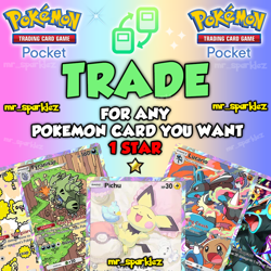 Pokemon TCG Pocket Trading🎴Trade any 1 Star⭐ Pokemon Card you want [FAST TRADE] - Image 1