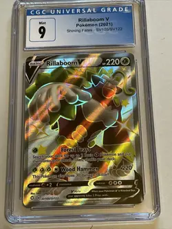 Rillaboom V SV105/SV122 - Full Art - Pokemon TCG - Shining Fates - CGC 9 Mint - Image 1