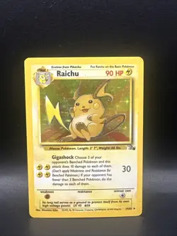 Pokemon TCG Raichu Fossil 14/62 Holo Unlimited Holo Rare - Image 1