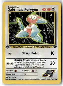 Sabrina's Porygon ⭐ 98/132 Common Gym Challenge 2000 Pokemon 1st Edition NM - Image 1