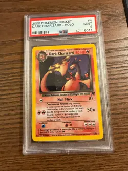 Pokemon Dark Charizard 2000 Team Rocket Unlimited #4 Holo PSA 9 Mint - Image 1