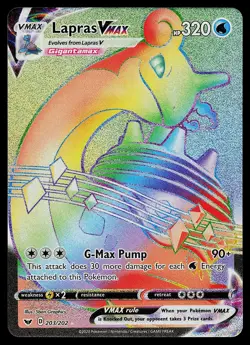 Pokemon Card - Lapras VMAX Sword & Shield Base Set 203/202 Secret Rare - Image 1