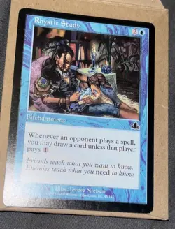 Rhystic Study 45/143 Prophecy Magic The Gathering (MTG) Common HP Card - Image 1