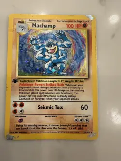 *Holo Bleed* 1st Ed. Base Set Machamp Holo 8/102 Rare WOTC Pokemon Card TCG - Image 1