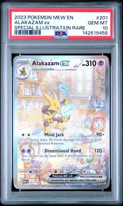 2023 POKEMON MEW EN-151 201 ALAKAZAM EX SPECIAL ILLUSTRATION RARE 10 GEM MINT - Image 1